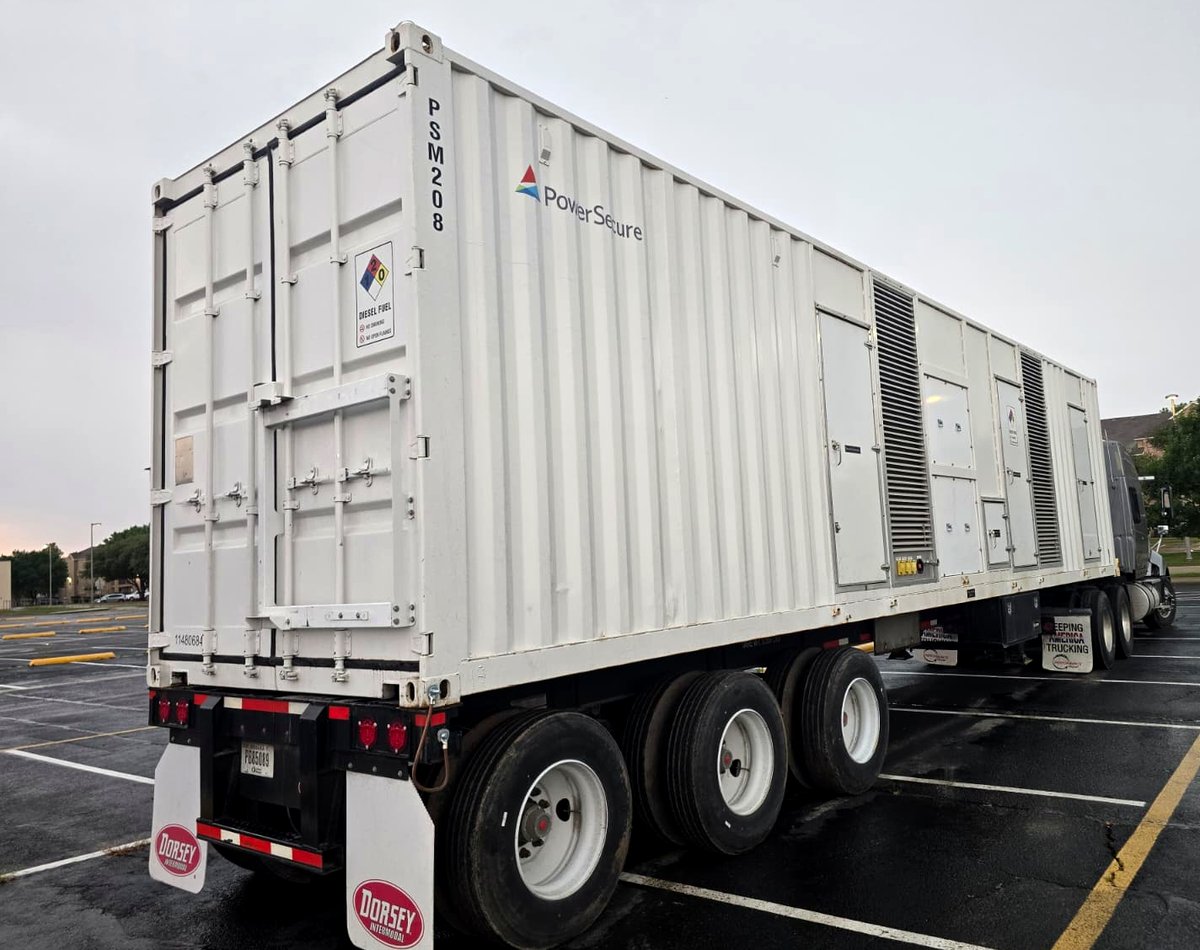 Suksess LLC industrial freight - PowerSecure PSM208 equipment container on Dorsey Intermodal trailer, Power Only service